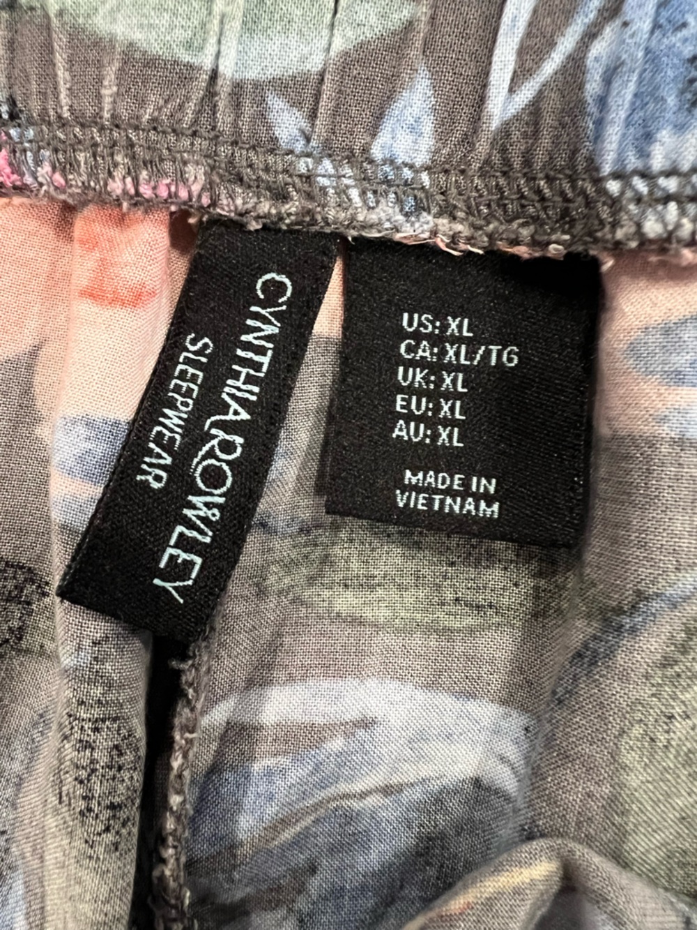Cynthia Rowley Navy Tee and Floral Gray Pajama Set - Picture 3 of 12